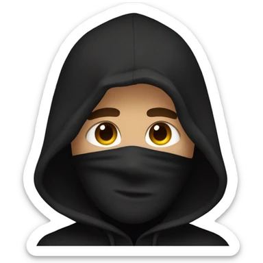 a rogue with a black hood and brown hair sleeping sticker
