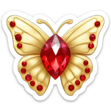 gold and red diamond butterfly jewel sticker