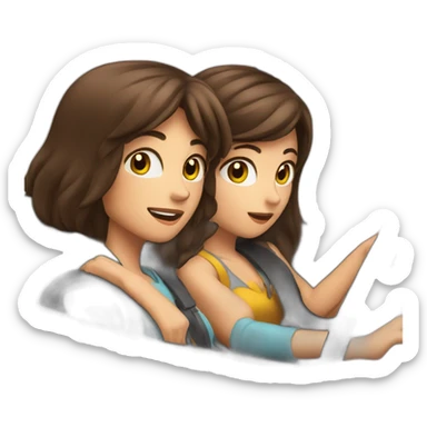 Brunette-boy-and-brunette-girl-roadster-car-driving sticker