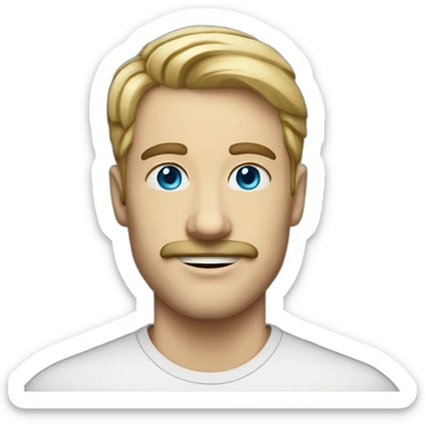 thirty years old tall short blond man with moustache and blue eyes sticker