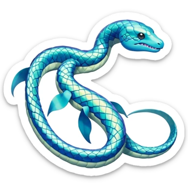 Sleek Serpentine Aquatic Ribbon-bodied Elegant Pokémon-Fakémon-Digimon-Creature, (full body) sticker