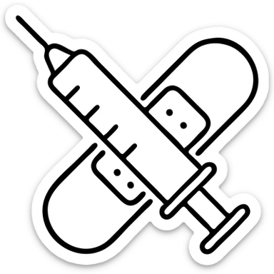 A vaccination icon with a syringe and a bandaid, representing immunization and healthcare sticker