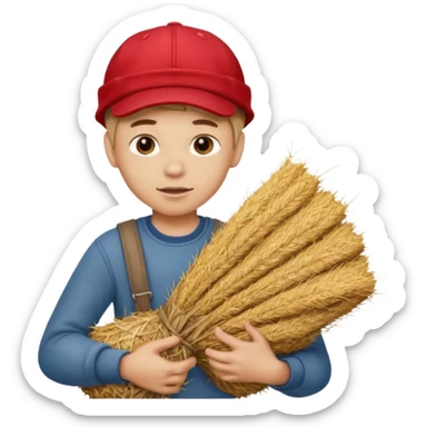 Boy helping farm – Red cap, carrying hay


 sticker