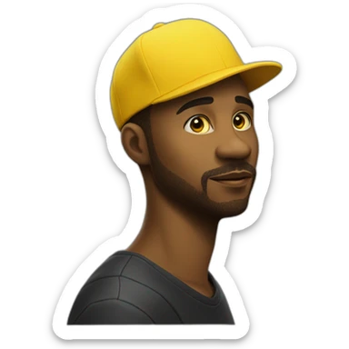 Black man with a yellow bob hat black pabther movie tattoo sticker