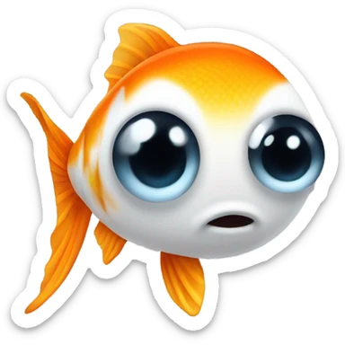 A gold fish with a tear in its eye sticker