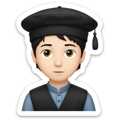 young boy dark hair with yalmulke on with sidelocks sticker