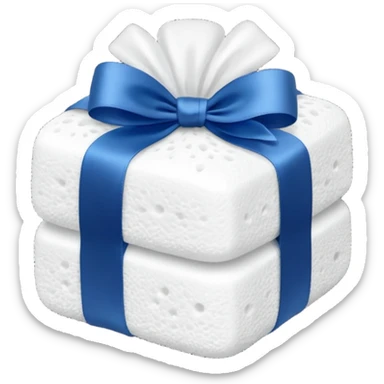 White bath sponge with satin ribbon, clean minimal style sticker
