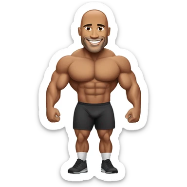 sport muscular men looks like Dwayne Johnson smiling  sticker