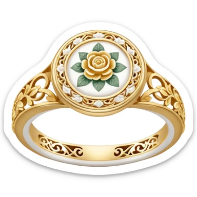 Engagement ring with plate decor sticker