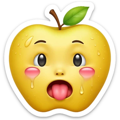 regular yellow apple emoji but it’s crying streams of tears and has its tongue out sticker