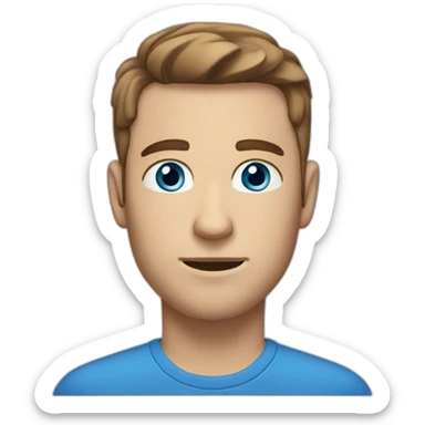 White man with brown hair and blue eyes stuble on face working sticker