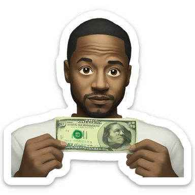 Kendrick Lamar holding money sticker