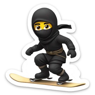 A ninja snowboarding  sticker