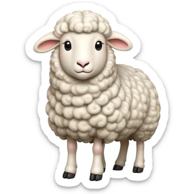 cinematic-[realistic sheep]-realistic-full-body-standing-emoji,-tail-flicking-lazily,-head-tilted-dramatically,-curly-[white]-fur,-simplified-yet-realistic-focused-features,-highly-detailed,-glowing-with-an-almost-sarcastic-glow sticker