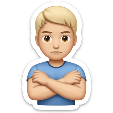 Emoji that has hands cross looking annoyed  sticker