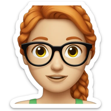 Redhead girl with glasses and green eyes sticker
