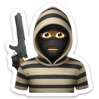 robber emoji with striped jumper sticker