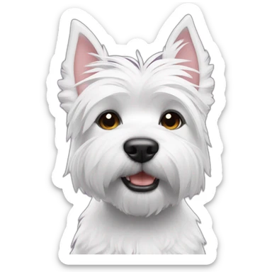 westie (dog) with palm angel sweat and airpods max sticker