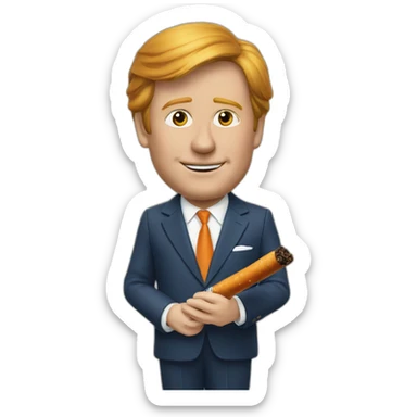 koning willem alexander met sigaret sticker