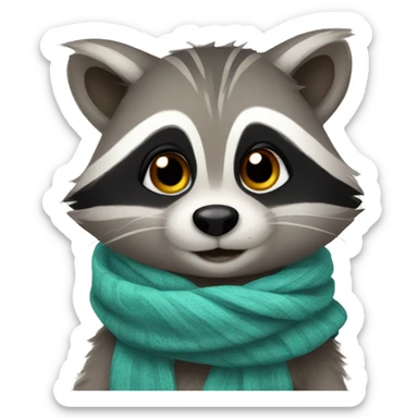 Cute raccoon wearing a scarf sticker