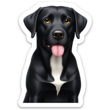 Black lab triangular face small black eyes small tongue white mustache sticker