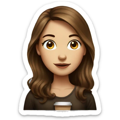 realistic portrait of brown-haired girl MacBook coffee  sticker
