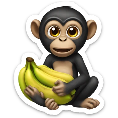 Monkey eating abanana sticker