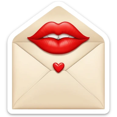 An envelope with a kiss imprint sticker