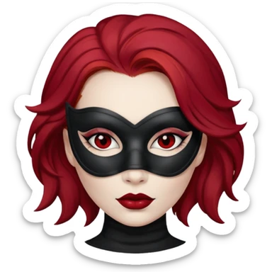 woman thief chic with mask and red hair sticker