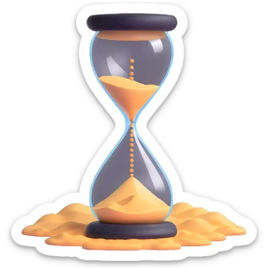 A visual representation of time passing: an hourglass with sand falling, or a clock with spinning hands, symbolizing the flow of time. sticker