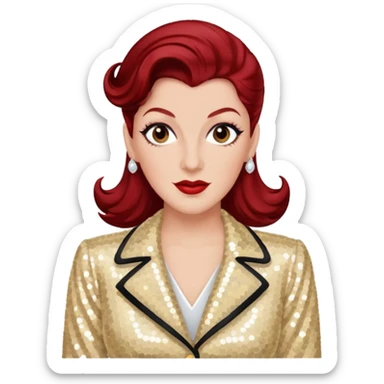 LaVerne Andrews from The Andrews Sisters with dark red hair, cream sequin outfit sticker