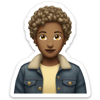 Ligthskin avec des curly short hair tomboy  sticker