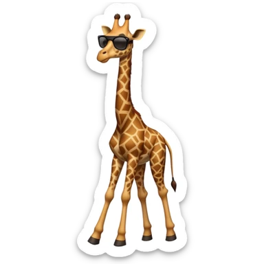 friendly anthropomorphised giraffe in casual clothing with a different color, wearing dark sunglasses, walking upright in standard pose sticker