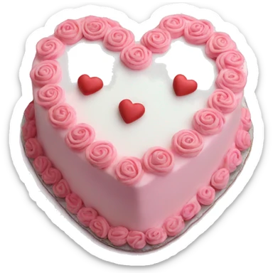  pink vintage heart cake with white frosring along the edges sticker
