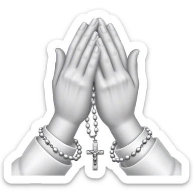 praying hands with a silver beads sticker