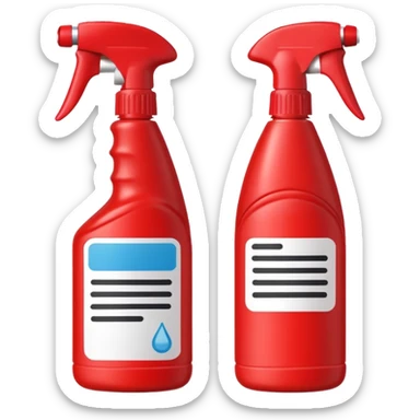 red spray bottle with label sticker
