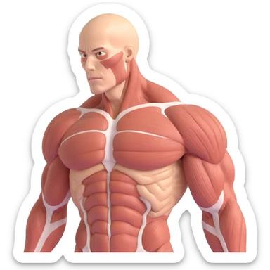 muscles with very low oxidative capacity, anatomical details, poorly vascularized muscle fibers, clinical atmosphere, natural tones, white background sticker
