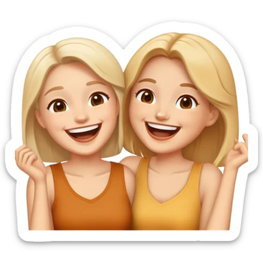 two close friends laughing together sticker