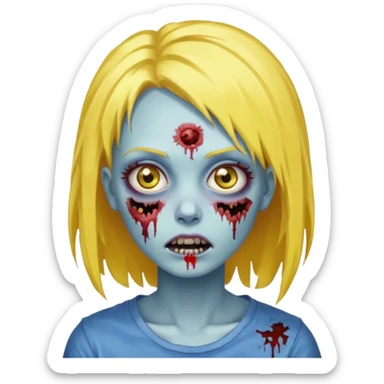 zombie girl yellow hair and blue eyes pixeled sticker
