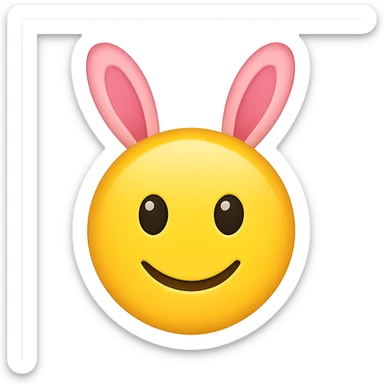 yellow face with pink bunny ears, digital illustration emoji sticker