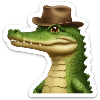 a crocodile with a brown hat sticker