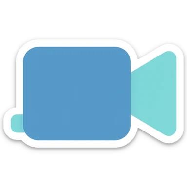 Video camera icon, flat emoji style, outline with blue and turquoise colors sticker