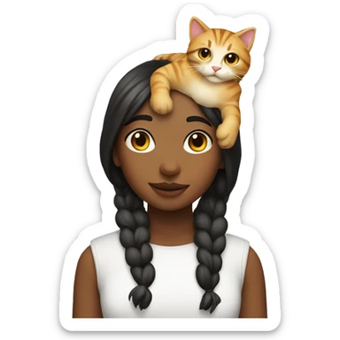 Girl with cat on head sticker