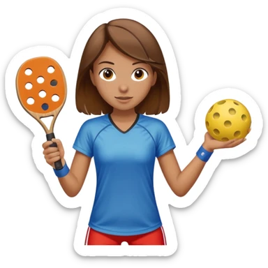 Girl with brown hair playing pickleball sticker