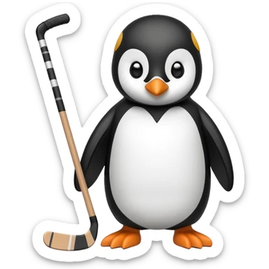 penguin playing hockey sticker