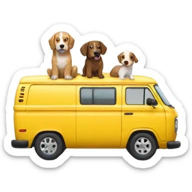 Yellow van with brown and white dog sticker