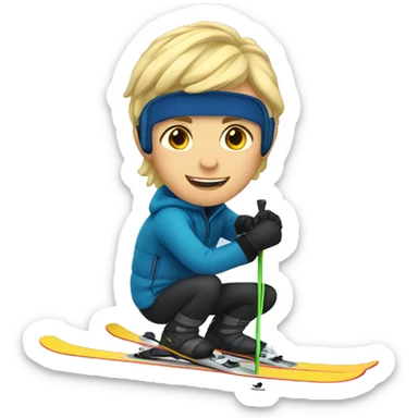 Teenage boy with blonde hair skiing sticker