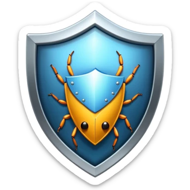 web browser with a bug and a shield, for secure automated testing sticker