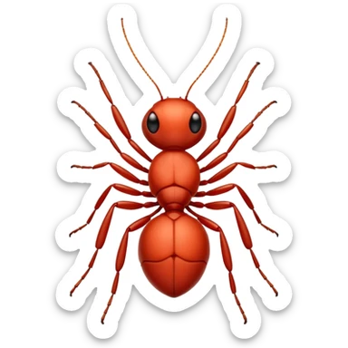 Red ant cartoon style with black shiny round eyes sticker
