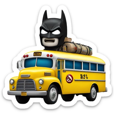 Side view shiny Batman’s 1956 accessorized ghost busters school bus sticker